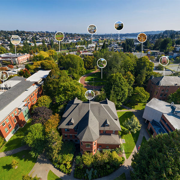 An aerial view of the SPU campus