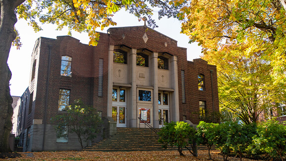 McKinley Hall on the Seattle Pacific University campus in fall.