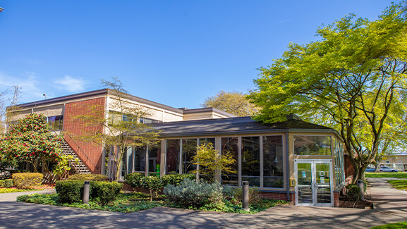 Seattle Pacific University's Student Union Building in spring.