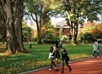 Campus Photo with Trees and Students