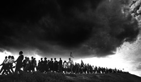 Classic photo of a 1965 Alabama civil rights march, taken by James H. Karales.