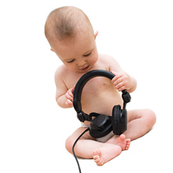 Baby with headphones