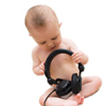 Baby with headphones
