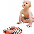 Baby with typewriter