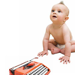 Baby with typewriter