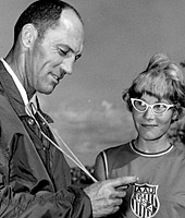 Coach Ken Foreman (left) and a young Doris Severtsen (Heritage)